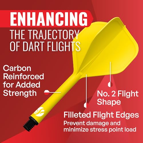 Shot! Darts Flight Deck One Piece Dart Flight and Shaft System, Reduced Deflections, Standard Shaped Flight (350 Micron) Available in Set of 3 - color: Yellow, size: Medium