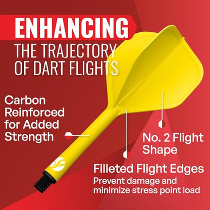 Shot! Darts Flight Deck One Piece Dart Flight and Shaft System, Reduced Deflections, Standard Shaped Flight (350 Micron) Available in Set of 3 - color: Yellow, size: Medium