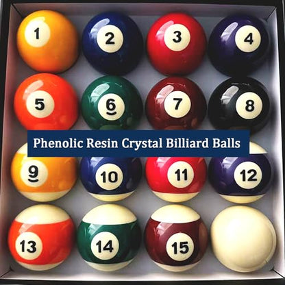 Billiard Balls Set 2-1/4 Inch Regulation Size, 16-Piece Premium Resin Pool Balls for Professional & Home Pool Table Replacement, Tournament Standard Billiard Balls(16 Resin Balls) New Grade A Crystal - style: Small Characters-White circle