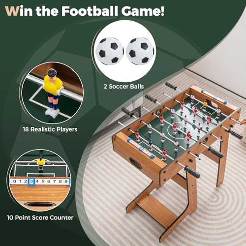 KOTEK Folding Foosball Table, 27 Inch Football Game Table with 2 Mini Balls, Soccer Table Game for Kids Adults Family Game Night, Space Saving for Indoor Game Room Home