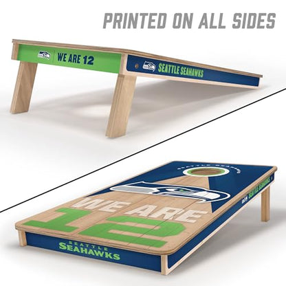 YouTheFan NFL 2' x 4' Slogan Series Professional Wood Cornhole Game with Logo Bags - color: Seattle Seahawks