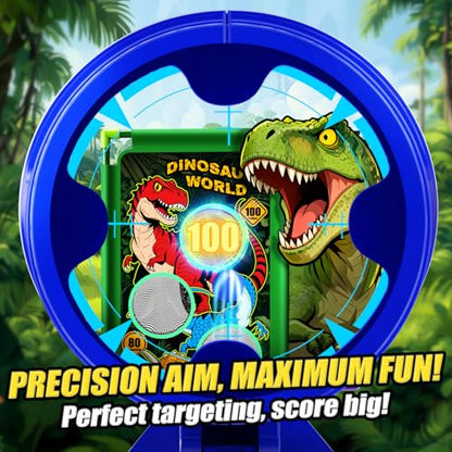 Dinosaur Shooting Game Toys, 2 Air Pump Launcher with Aiming Fun, 3 Dinosaur Theme & 4 Target Score Points, 24 Foam Balls, Indoor Outdoor Toy Gift for Kid Boy 3 4 5 6 7 8 9 10 11 12 Year Old Age 3-12
