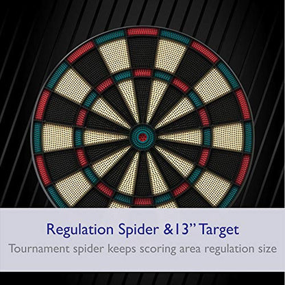 Fat Cat by GLD Products 727 Electronic Dartboard Value Size Over 15 Games and 132 Options Auto-Scoring Compact Display with Missed-Dart Throw Catch Ring Soft Tip Darts and Extra Points Battery