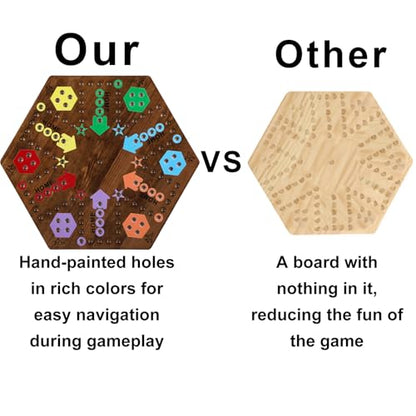 Large 20 Inches Wahoo Marble Board Game 4 and 6 Players 2 Sided Painted Thicken Wooden Dice Marbles Game for Family Friends Party Game Nights - color: Flame, style: 20 Inch