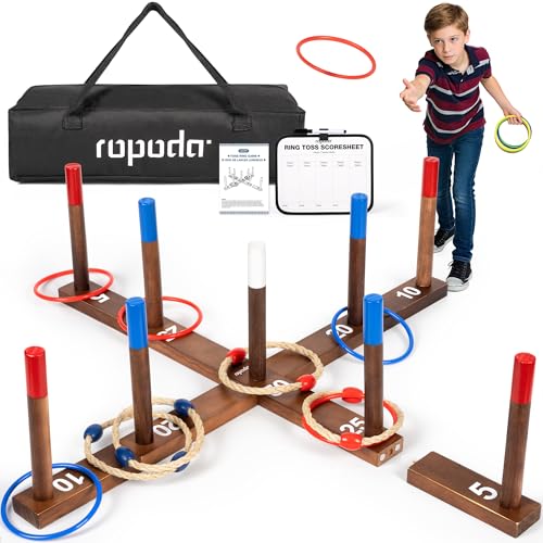 ropoda Ring Toss Game Extra Large 28" Yard Game for Kids and Adults with Stable Magnet Connection, Include 26 Easy-Throw Rings, Carry Bag, Scoreboard, Easy Set Up Outdoor Games for Adults and Family