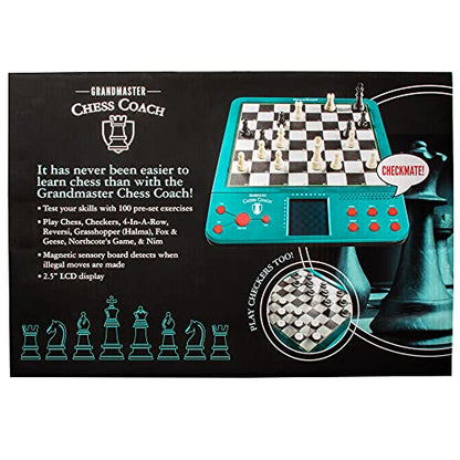 Electronic Chess Set for Kids & Adults- Grandmaster Game w Smart Computer Teaching Coach, 100 Preset Lessons Beginner to Expert - 12 Modes, 30 Skill Levels, Why? Button, + 8 Bonus Games Inc Checkers