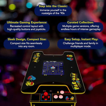 Arcade1Up Pac-Man Head-to-Head Arcade Table, Black Series, 17" Color LCD, 29" Tall - Plug & Play Retro Home Game Machine w/ Dual Joysticks & 12 Classics Including Galaga, Dig Dug, Mappy and More
