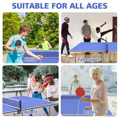 6 Foot Foldable Table Tennis Table with Net and Paddles for Indoor Outdoor Play