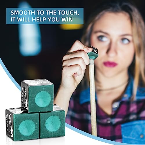 HMQQ Pool Cue Chalk – 12 Pack Billiard Chalk, Low Dust & Anti-Slip Cue Chalk for Smooth, Accurate Shots – 6 Colors Available for Pool Lovers, Home Tables & Clubs - color: Green