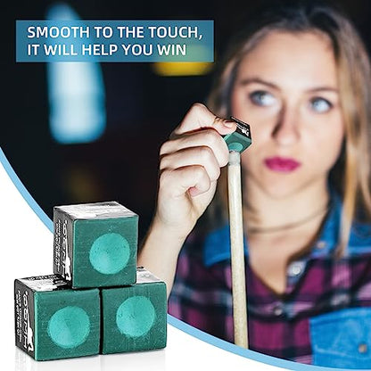 HMQQ Pool Cue Chalk – 12 Pack Billiard Chalk, Low Dust & Anti-Slip Cue Chalk for Smooth, Accurate Shots – 6 Colors Available for Pool Lovers, Home Tables & Clubs - color: Green