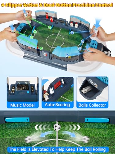 Large Foosball Table for 2026 World Cup with Auto Scoring Kids Soccer Board Game 6 Mini Soccer Balls Interactive Tabletop Football Toy for Boys Girls Ages 3-12 Birthday Gift