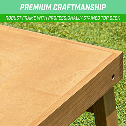 GoSports Premium 4 ft x 2 ft Regulation Competition-Ready Cornhole Board Set - Thick Wooden Board with Stop and Slide Bags - Complete Set for Yard Games, Backyard Outdoor Party Events - style: Light Brown