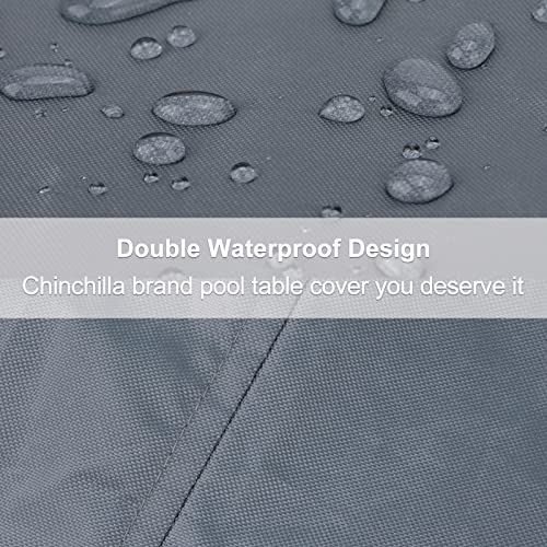 CHINCHILLA 7/8/9 ft Pool Table Cover, Waterproof Sunscreen Billiard Cover Polyester Fabric ，for Snooker Billiard Table Cover - color: Gray, size: 8FT- (100"L x 56"W x 33"H)
