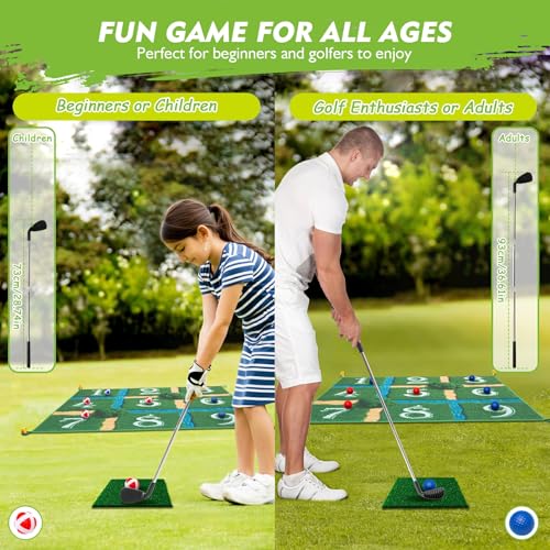Lerine Golf Chipping Game Tic Tac Toe, Sticky Golf Game with 2 Adjustable Clubs, 32 Balls, Golf Games for Kids and Adults, Backyard Family Sport Game for Indoor & Outdoor