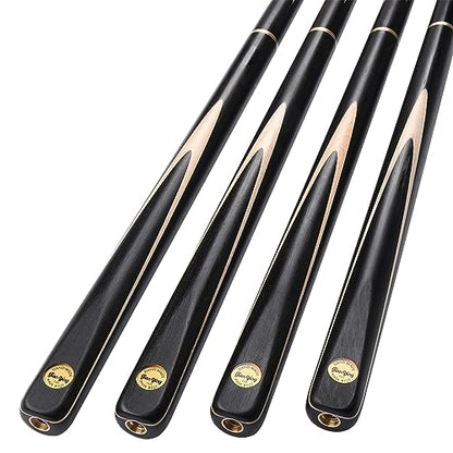57" 3/4 Jointed Billiard/Pool/Snooker Cue Set 5 Face-Spliced Ash Shaft with A Leather Cue Case - color: Ebony Maple Butts