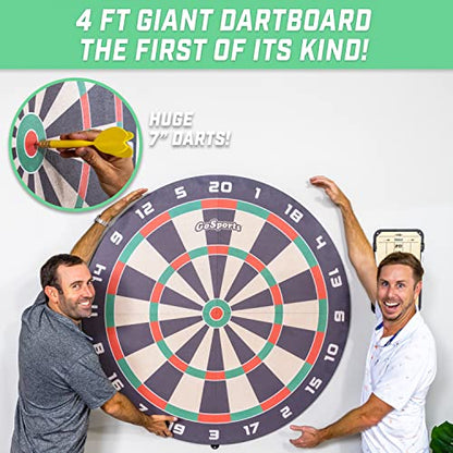 GoSports Giant 3 ft or 4 ft Cork Dartboards - Includes 12 Giant Darts and Scoreboard - New Fun Twist on Darts - style: 4 ft