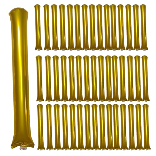 48pcs Round Head Boom Sticks Thunder Sticks Cheering Sticks Team Spirit Plastic Cheerleading Spirit Stick Clapper Inflatable Noise Maker Sports Supply (Golen) - color: Golen