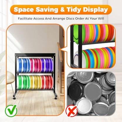 Sidasu 2/3/6-Tier Discs Golf Rack,Metal Disc Golf Storage Rack, Space-Saving Disc Station for Disc Golf Storage Shelf-Black - size: 2-shelf