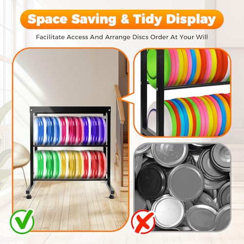 Sidasu 2/3/6-Tier Discs Golf Rack,Metal Disc Golf Storage Rack, Space-Saving Disc Station for Disc Golf Storage Shelf-Black - size: 2-shelf