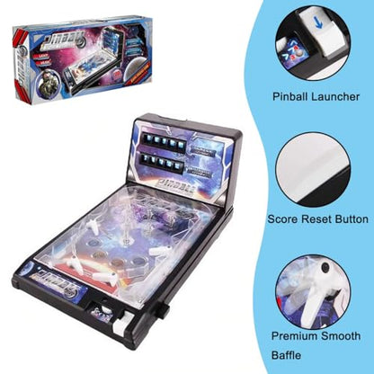 Space Theme Pinball Machine Gifts, Electronic Desktop Ball Shooting Game with Lights and Music, Classic Retro Arcade Pinball Machine Toy for Kids Christmas, Mini Game Console