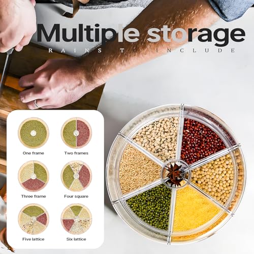 16lb Grain and Rice Storage Container, 6 Grid Rotating Dispenser, Airtight Rice Storage - size: PRO-M