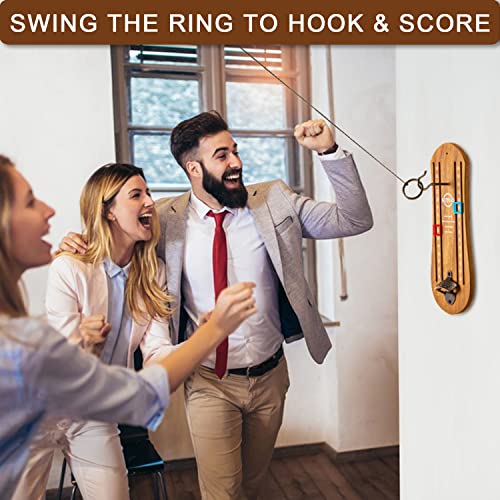 Hook and Ring Games with Bottle Opener, Ring Toss Game for Adults, Ring Toss Game for Indoor and Outdoor Use, Gifts for Men(Wood)