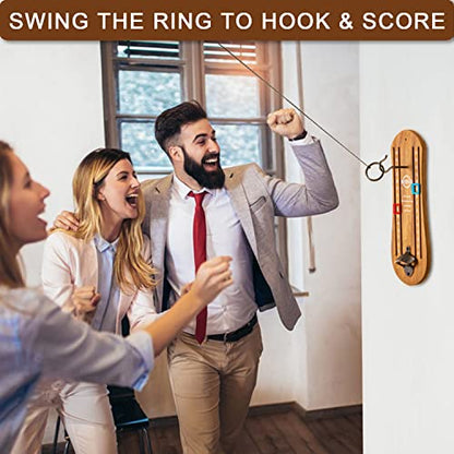 Hook and Ring Games with Bottle Opener, Ring Toss Game for Adults, Ring Toss Game for Indoor and Outdoor Use, Gifts for Men(Wood)