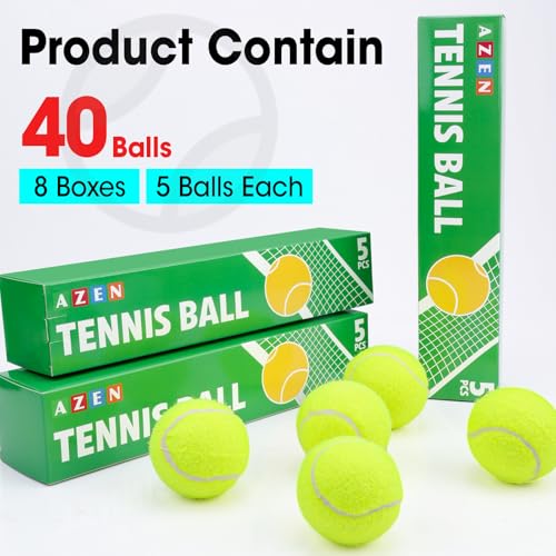 AZEN 40 Pack Tennis Balls, Premium pressurized Tennis Balls Bulk for Dogs, Good for Beginners to Practice