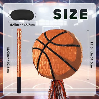 WERNNSAI Basketball Piñata - Basketball Piñata for Boys Kids Sports Birthday Party Decorations Sport Ball Birthday Games for Carnival Events Party Supplies with Blindfold and Bat - style: Basketball 002