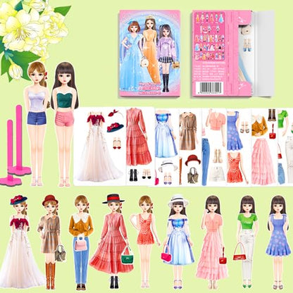 Magnetic Dress Up Dolls, Magnetic Doll Dress Up Kits Magnetic Paper Dolls Pretend Play Set for Girls Ages 4 Years and Up Kids Travel Activities Road Trip Car Ride Interactive Learning Imagine Gift - style: L Set