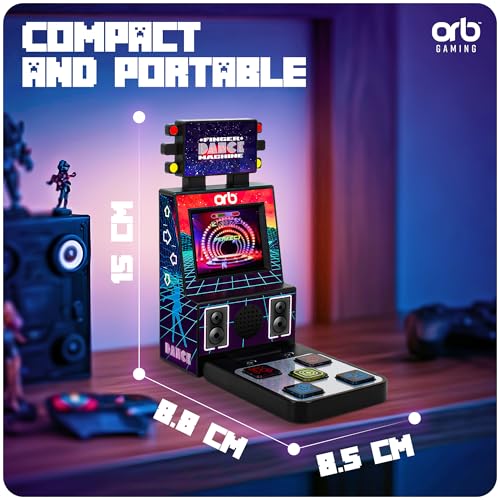 Orb - Mini Finger Dance Arcade Machine, 19 in-Built Songs, 4 Difficulty Levels, 8-Bit Retro Arcade Games, 2.5” Full Colour Screen, 5-Way Joystick Touch Pads, Volume Control - color: Arcade Boogie (4 Levels)