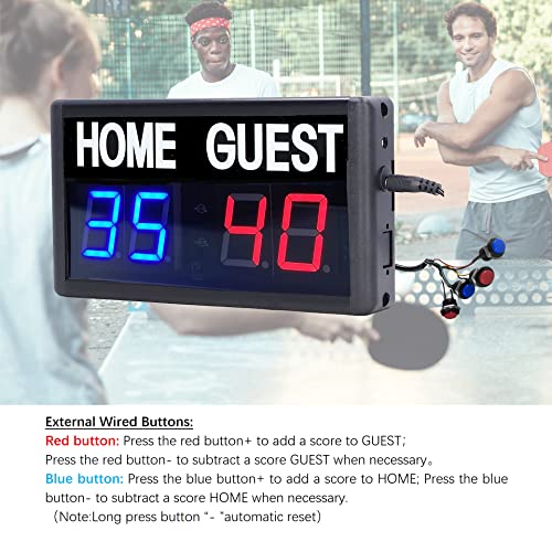 Score Keeper Portable Led Digital Electronic Scoreboard with Remote for Sports Games Volleyball Table Tennis Baseball Basketball Scoreboards Home Guest (1.8inch)