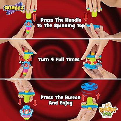 IPIDIPI TOYS Spineez Light Up Flying Saucer Spinning Tops – 12-Pack UFO Spinner Toy - Spinning Tops for Kids - Birthday Party Favors, Goodie Bag Stuffers, Classroom Prizes for Boys & Girls – Red - color: Ufo Red
