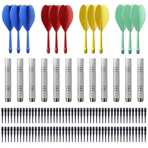 Soft Tip Darts Set 12 Pack 14 Grams Integrated Darts Soft Tip Set with 100PCS Soft Dart Tips Darts Kit for Home Party Office Beginners