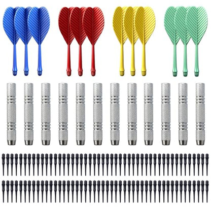 Soft Tip Darts Set 12 Pack 14 Grams Integrated Darts Soft Tip Set with 100PCS Soft Dart Tips Darts Kit for Home Party Office Beginners