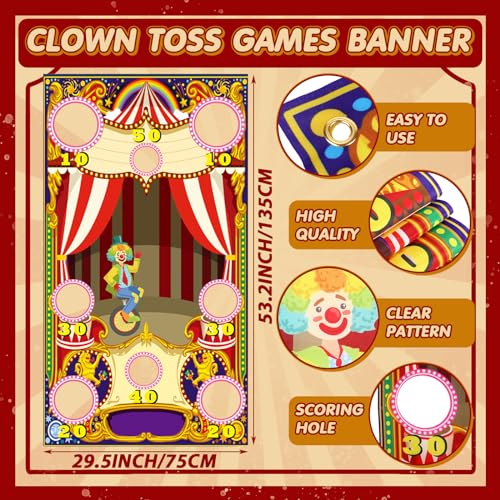 14 Pcs Carnival Bean Bag Toss Games with 10 Carnival Can 3 Bean Bag and 1 Banner for Family Party Birthday Easter Outdoor Activities