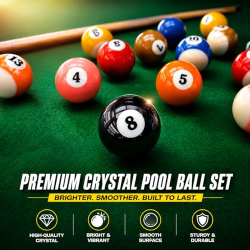 HMQQ Billiard Balls Set 2-1/4" Regulation Size Pool Table Balls for Replacement (16 Resin Balls) - style: 5A 2-1/4" pool ball