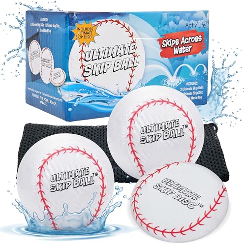 Activ Life The Ultimate Water Skip Balls, Water Bouncing Ball for Swimming Pool, Beach Toys for Friends, Family, Kids and Adults - style: Baseballs
