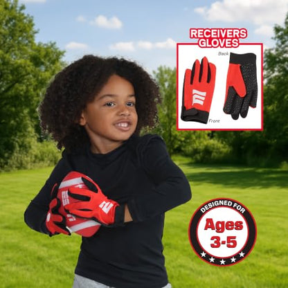 ESPN My First Touchdown Football Game for Kids Aged 3-5, Includes Mini Football, Field Goal Post, Passing Target, Receiver Gloves, and Play Mat
