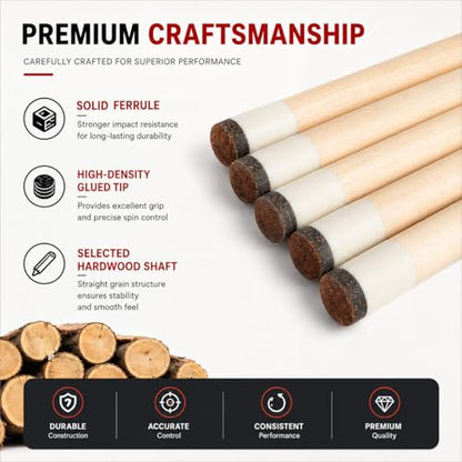57" Billiard Cue Stick - Maple Birch Wood Pool Cue for 8-Ball & 9-Ball, 13mm Pre-Scuffed Tip, Seamless Metal Joint, 4-Layer Gloss Finish - color: Red