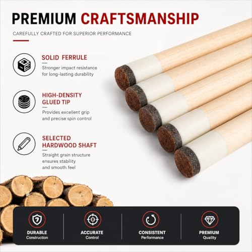 57" Billiard Cue Stick - Maple Birch Wood Pool Cue for 8-Ball & 9-Ball, 13mm Pre-Scuffed Tip, Seamless Metal Joint, 4-Layer Gloss Finish - color: Green