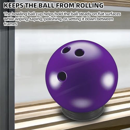 TonGass Bowling Ball Cup Stand with Microfiber Bowling Ball Towel, Bowlings Cup Holder for Cleaning, Polishing & Storage, 10" x 8" Bowlings Shammy Pad with Easy-Grip Dots for Balls Care - 1+1 Pack