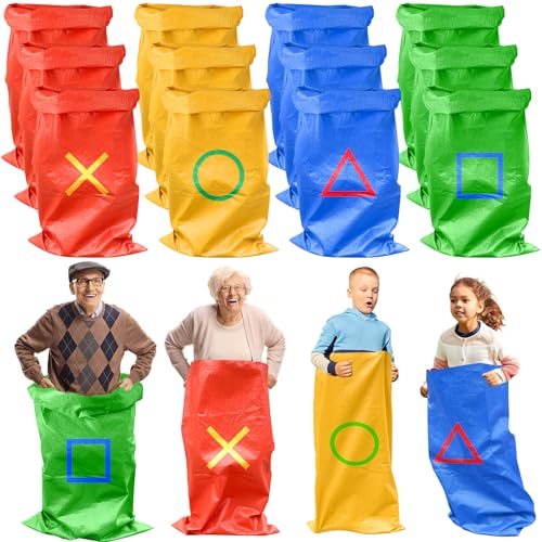 Potato Sack Race Bags, Easter Sack Race Bags for Adults and Kids Outdoor Games Backyard Games Party Birthday Games Carnival Field Day Lawn Family Reunion Games - color: 12 Pieces - 4 colors