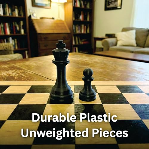 Staunton Chess Pieces Half Set, 17 Black Pieces, 3.75" King | Made in USA - color: Black