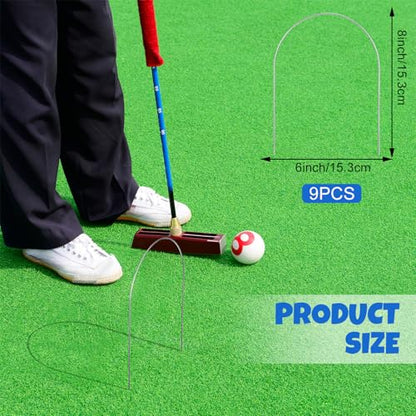Deekin Set of 9 Croquet Wickets Replacement for Croquet Metal Hoops with Galvanized and Plastic Coating for Family Lawn Backyard Outdoor Game(U Shape) - style: U Shape