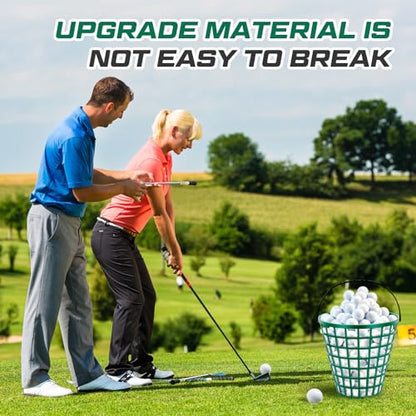 Halloscume 2 Pcs Golf Ball Basket, Small/Large Can Hold 50/75/100 Balls Golf Container with Handle Holder Contain Stadium Accessories Storage Bucket for Sport Practice (8.7 x 8.7 Inch,Green) - size: 8.7 x 8.7 Inch