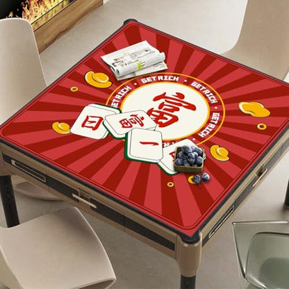 Mahjong Mat, Non-Slip Noise Reducing Game Mat, 31.5 Inch Mahjong Table Mat,Mahjong Mat with Cloth Bag and Carton Storage,Suitable for Mahjong, Dominoes, Solitaire and Other Games. (Rich-Red) - color: Rich-red