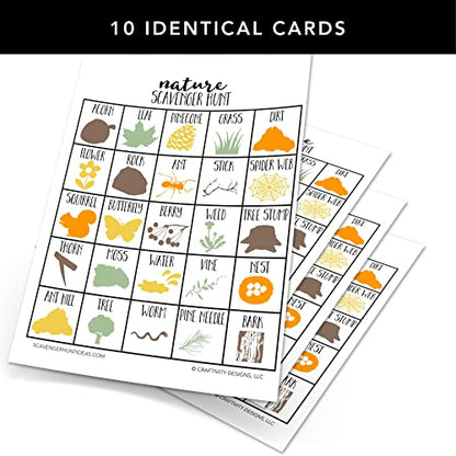 Nature Scavenger Hunt Games for Kids, Outdoor, Birthday Party, Road Trip, Travel Activities, Includes 10 Dry Erase Markers and Cards, Family Game Night