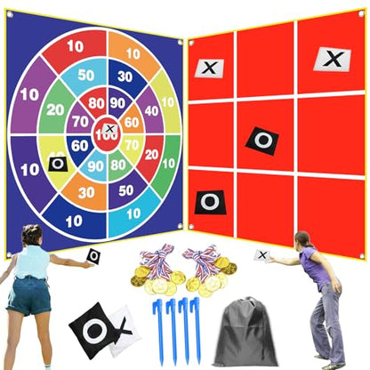 Giant Tic Tac Toe Strap Game Outdoor, Portable Tic Tac Toe Bean Bag Toss with 10pcs Bean Bag, Large Outdoor Lawn Yard Backyard Carnival Field Day, Jumbo Yard Games for Family - style: General