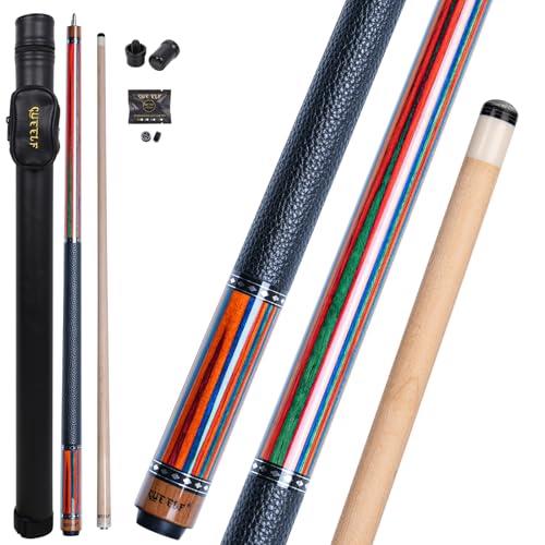 CUEELF Pool Cue Stick Low Deflection Hand-Made Inlay Billiard Cue 58'' Professional Billiard Pool Cue Stick for Adults-12.5mm Tip,3/8 * 8 Joint - color: WD-CM-CAI